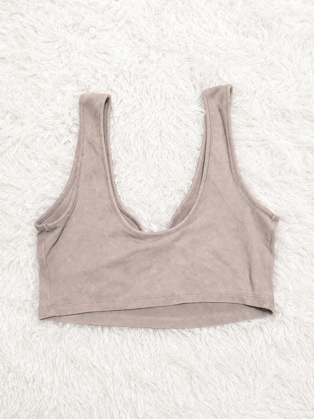 Women's Scoop Neck Cropped Tank Top - Taupe